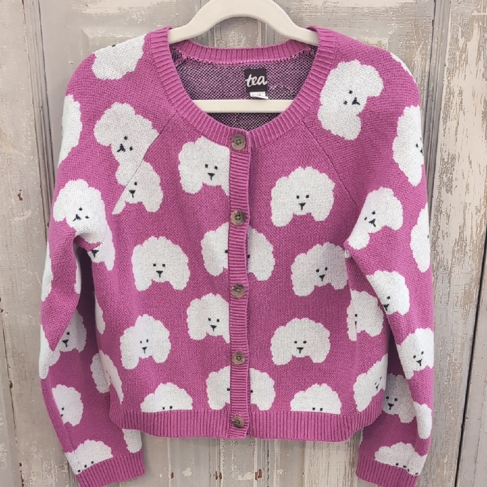 Tea Collection Iconic Cardigan In Pink Poodle